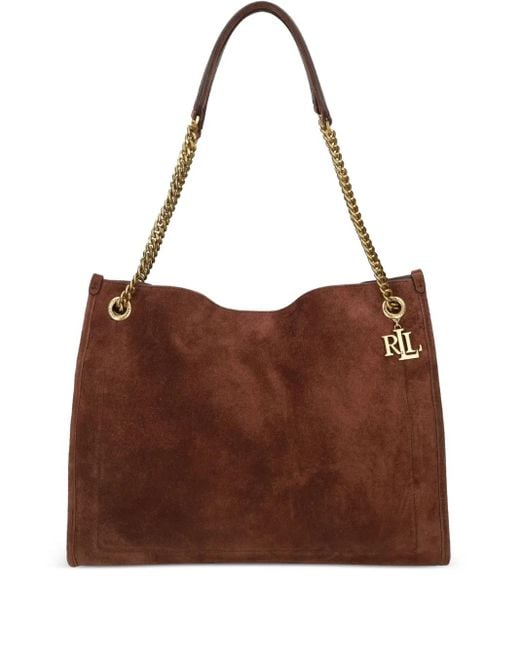 Ralph Lauren チェーンストラップ スエードハンドバッグ Brown