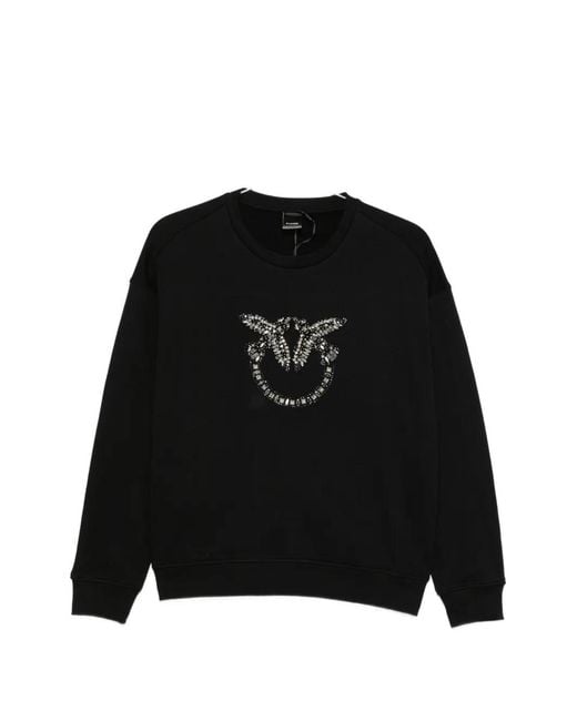Pinko Black Love Birds Embellished Sweater