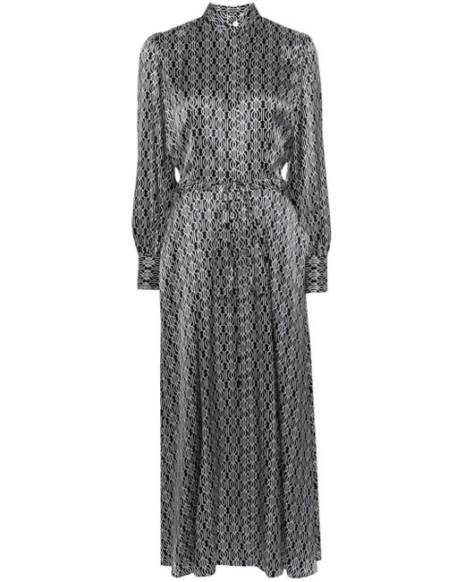 Kiton Gray Geometric-pattern Silk Maxi Dress