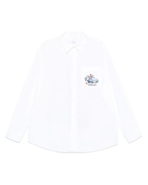 Off-White c/o Virgil Abloh White Off 'Fresco Arrow Popl' Overshirt for men