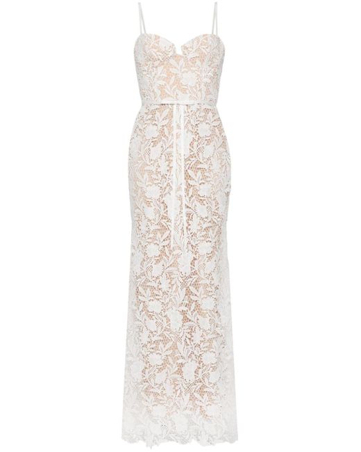 Marchesa White Floral-lace Mermaid Gown