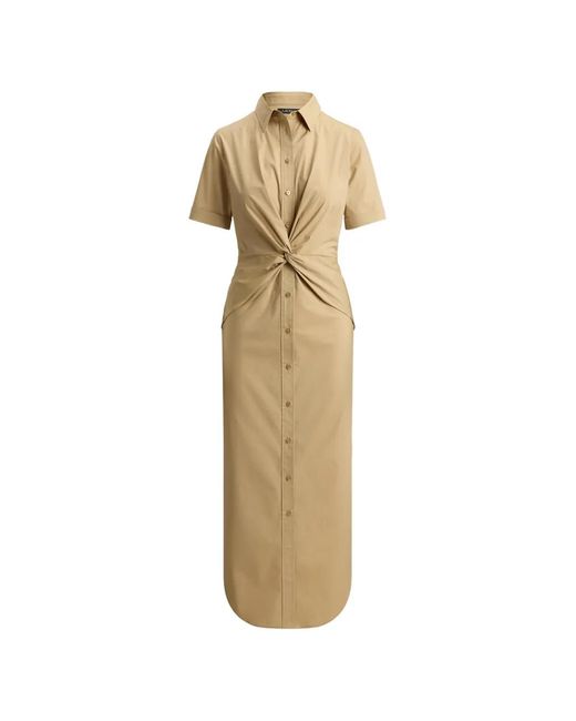 Ralph Lauren Metallic Twist-Front Midi Shirtdress