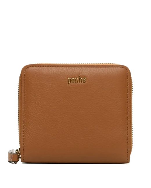 Poche Paris Brown Zip-Around Leather Wallet