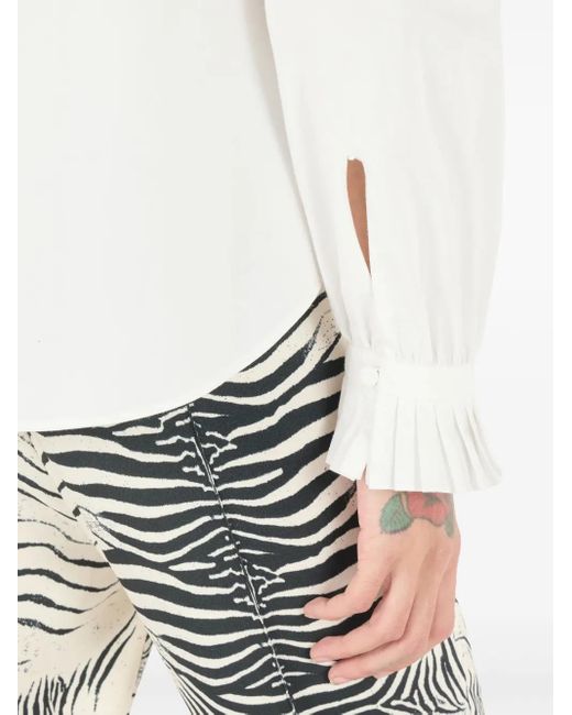 Roberto Cavalli White Floral-Embroidered Shirt