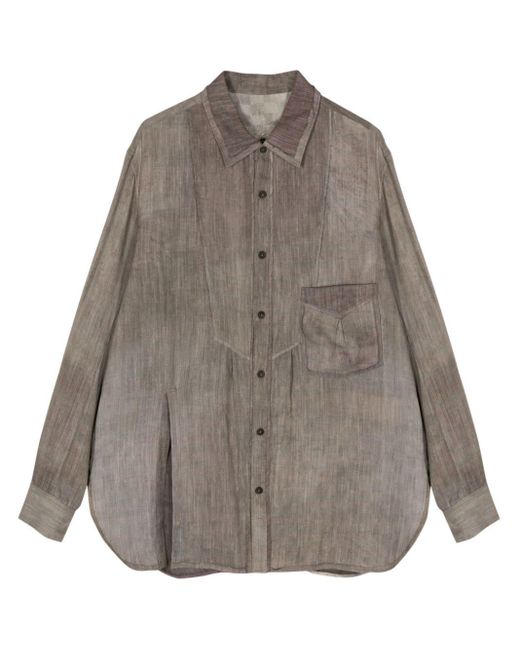 Ziggy Chen Long-sleeve silk-blend shirt in Gray für Herren