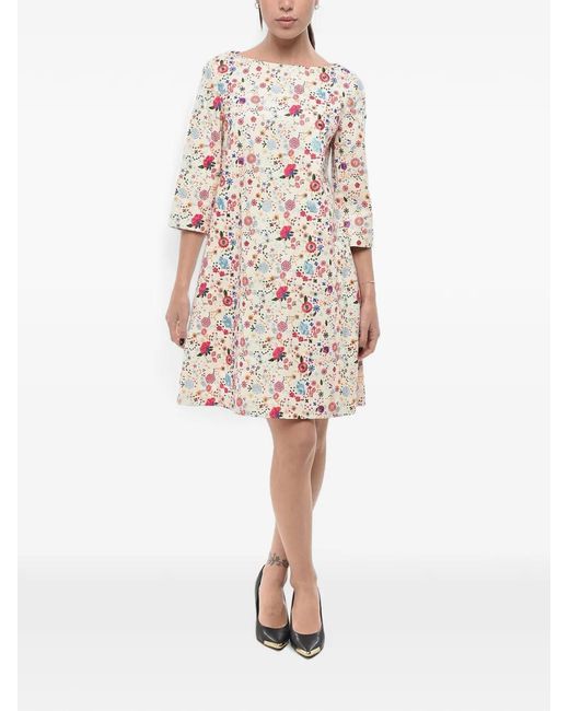 Ines De La Fressange Paris White Embroidered Floral-Print Mini Dress