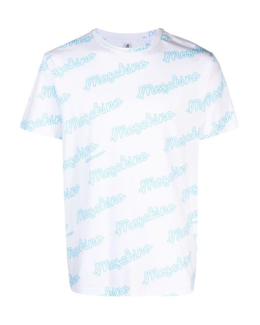 Moschino Blue Logo-print Stretch-cotton T-shirt for men
