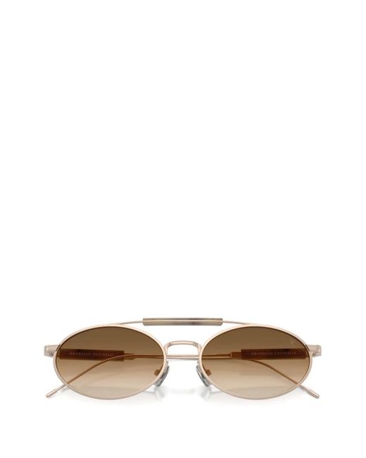 Brunello Cucinelli Metallic Oval-Frame Sunglasses
