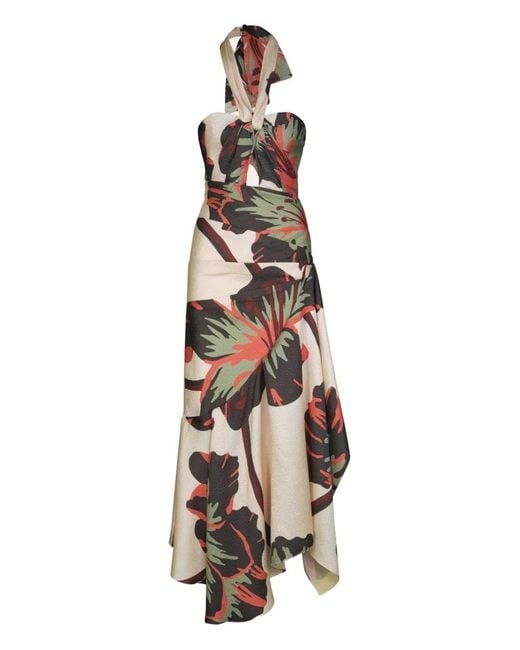 Johanna Ortiz White Sol De Jade Engraved-Jacquard Halterneck Maxi Dress