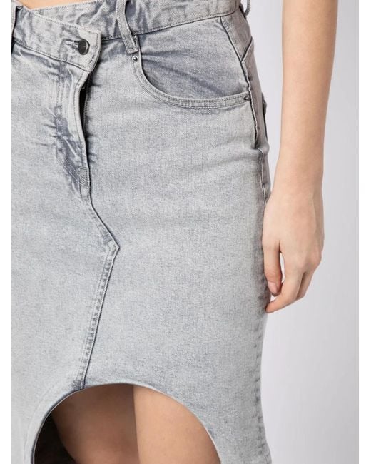 JNBY Gray Asymmetric-Design Denim Skirt