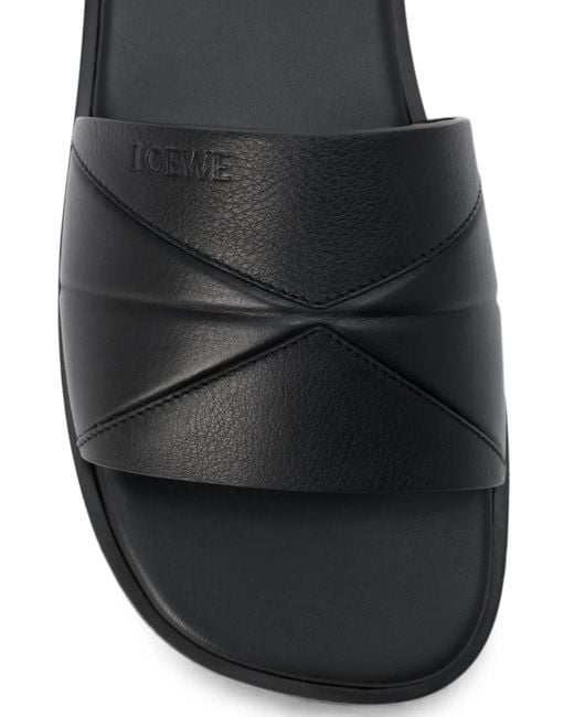 Loewe Black Origami Leather Sandals for men
