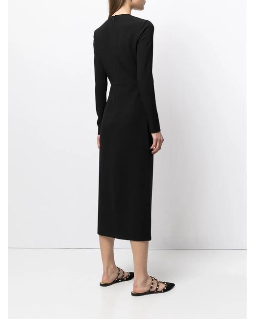 Giambattista Valli Black Round Neck Long-sleeved Midi Dress