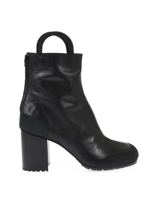 Random Identities Black Rope-Handle Leather Boots