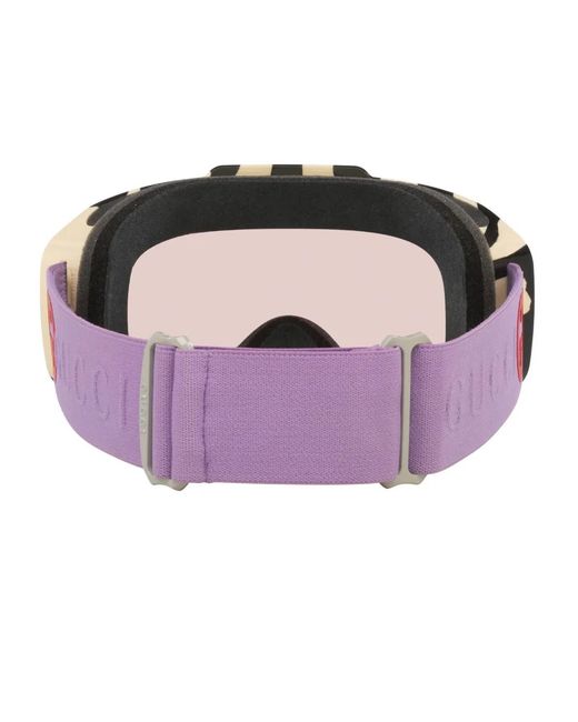 Gucci Brown Striped Ski Goggles
