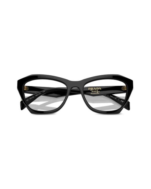 Prada Black Logo-Engraved Geometric-Frame Glasses