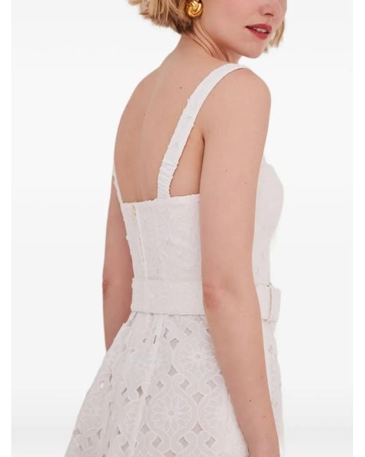 Cara Cara White Calypso Eyelet Bustier Midi Dress