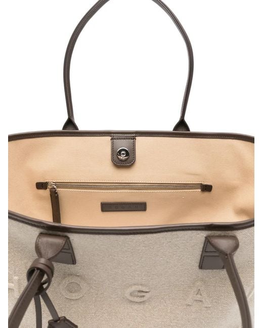 Hogan Natural Embossed-Logo Padlock Tote Bag