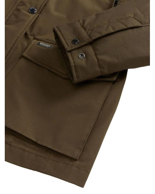 Woolrich Brown Velvet-Collared Flap-Pockets Jacket