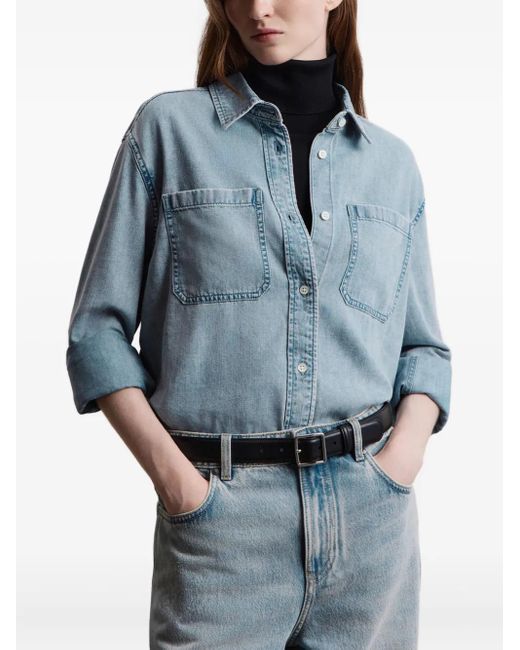 12 STOREEZ Blue Denim Pocket Shirt