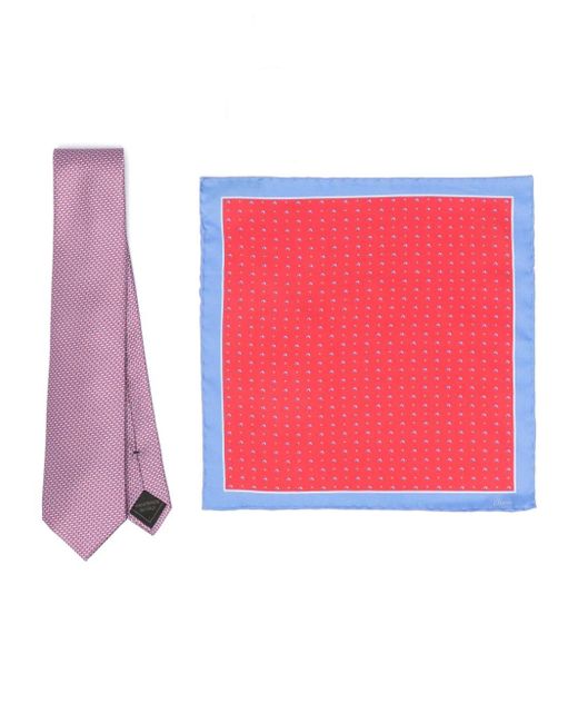 Brioni Red Patterned-jacquard Silk Tie for men