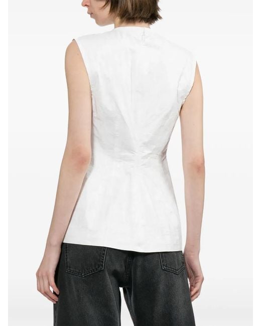 Enfold White Crinkled Sleeveless Top