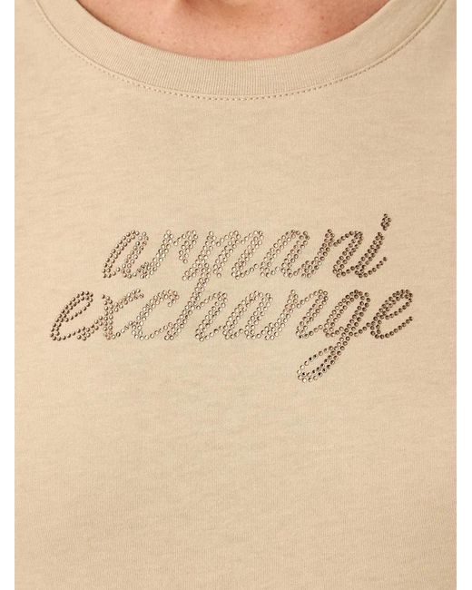 ARMANI EXCHANGE Natural Rhinestone-Logo Slim-Fit T-Shirt