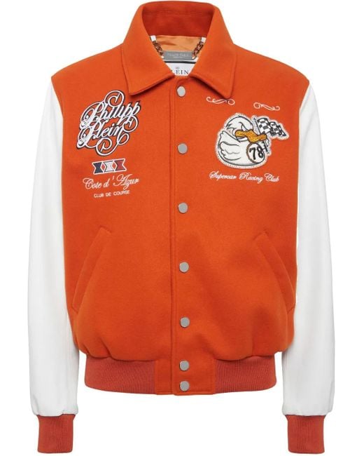 Philipp Plein Orange Veste Bomber Coster College Pp Ducks for men