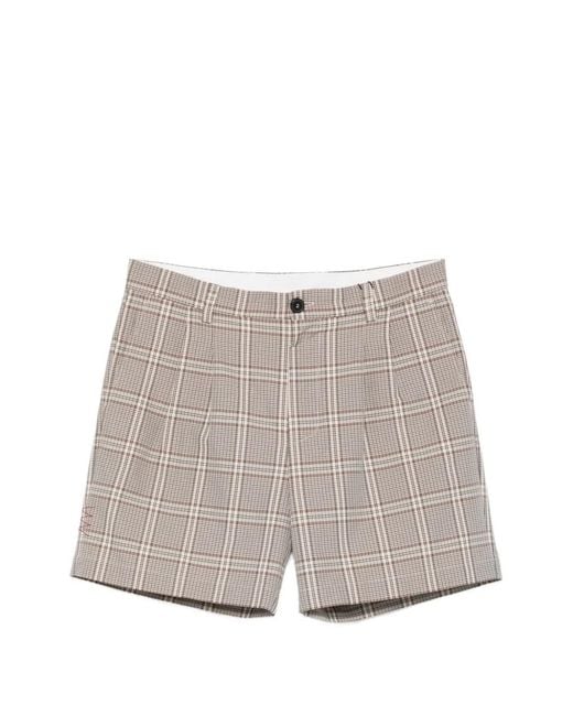 Amaranto Gray Check Pleated Shorts for men