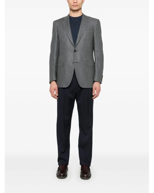 Canali Gray Houndstooth-Pattern Blazer for men