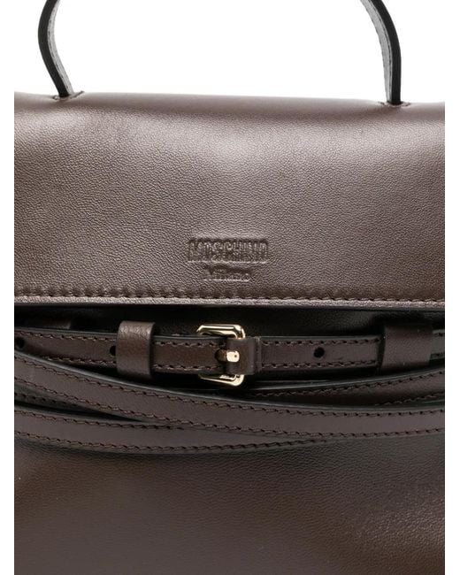 Moschino White Buckle Leather Mini Bag