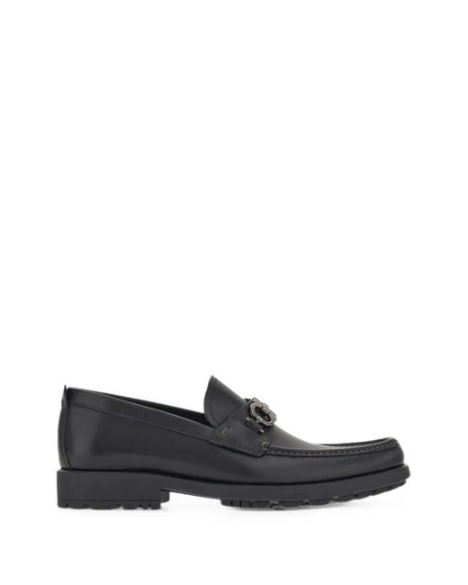 Ferragamo White Gancini Lug-Sole Loafers for men