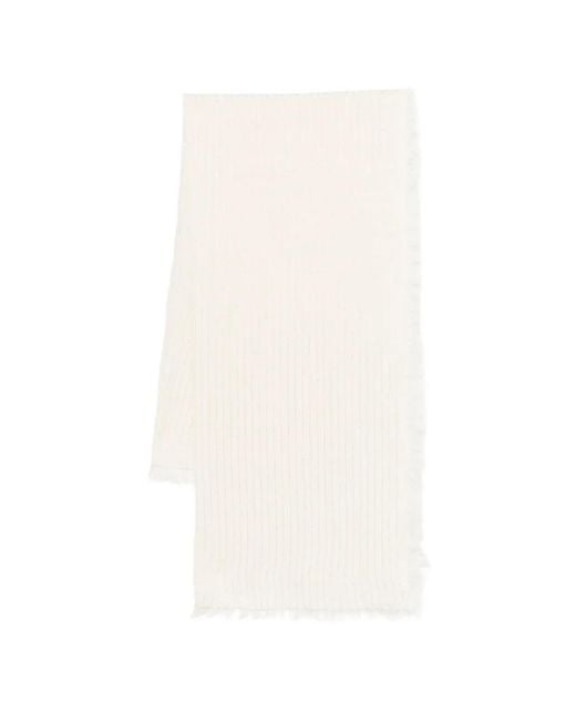 Fabiana Filippi White Frayed Striped Scarf