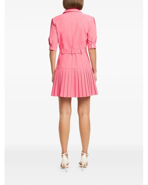 Cinq À Sept Pink Moriah Pleated Belted Mini Dress