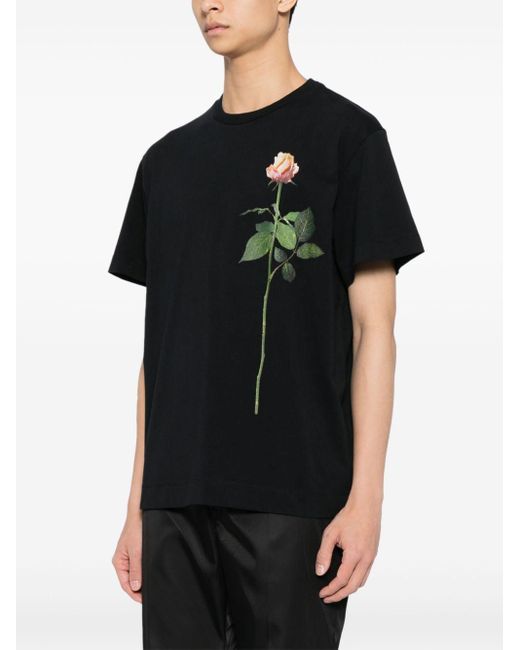 Simone Rocha Black T-Shirt mit Blumen-Print