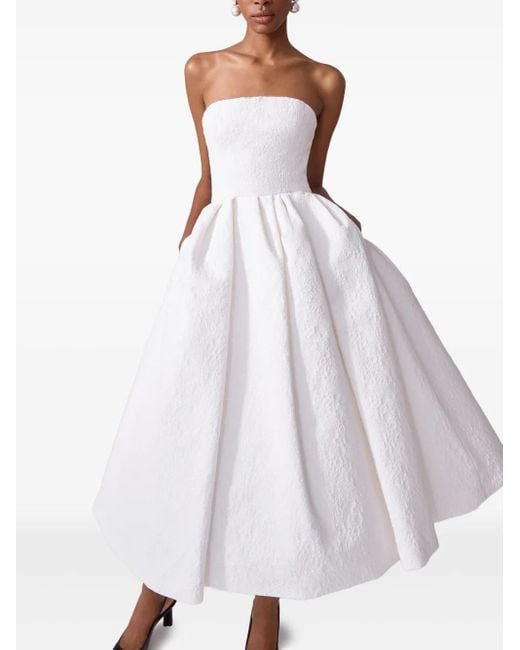 Abito Corto Effetto Cloqué di Carolina Herrera in White