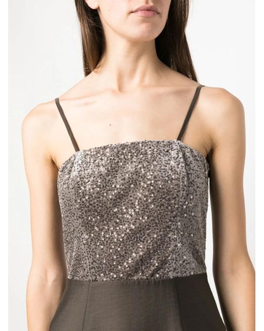 Peserico Brown Abendkleid Mit Pailletten