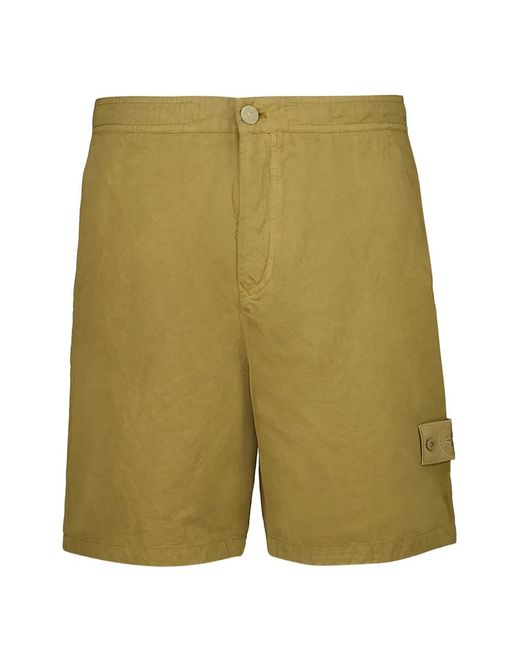 Stone Island Green Compass-Badge Bermuda Shorts for men