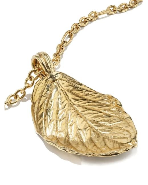 Goossens Metallic Leaf-Pendant Necklace
