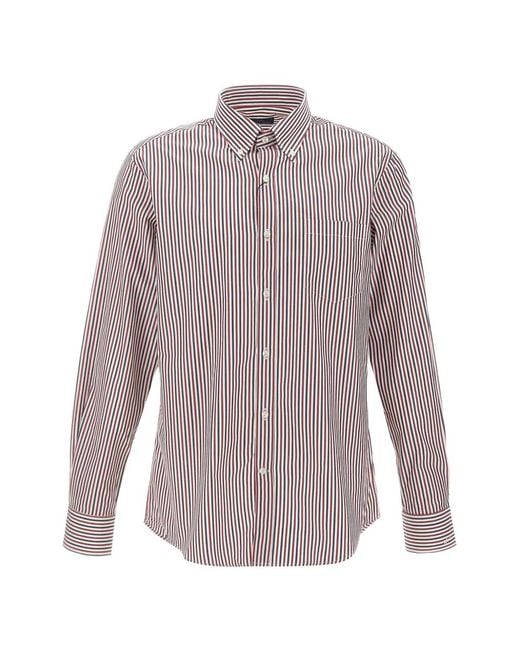 Paul & Shark Purple Striped Button-Down Shirt for men