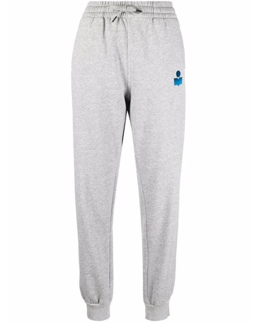 Isabel Marant Gray Logo-Patch Track Pants