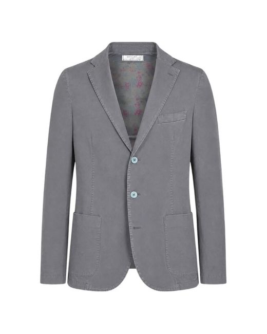 Manuel Ritz Gray Single-Breasted Notched-Lapel Blazer for men