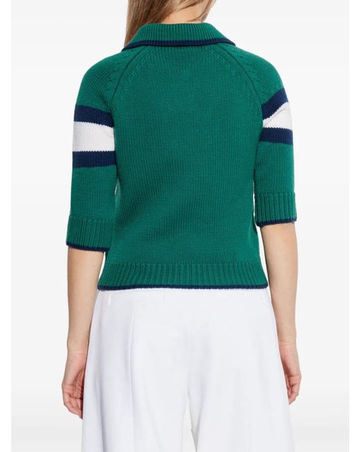 Casablanca Green Colour-Block Polo Top