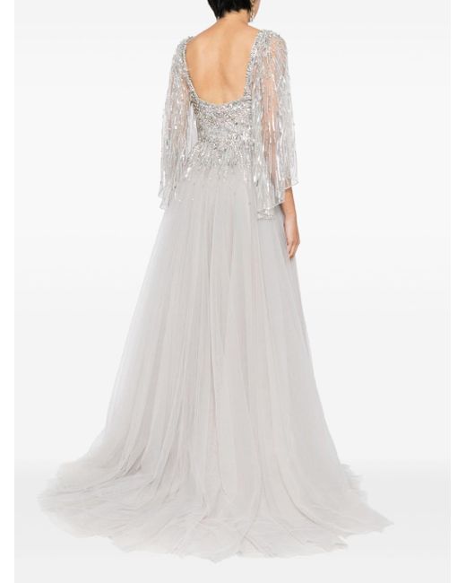 Jenny Packham White Bunny Blooms Sequin-embellished Gown