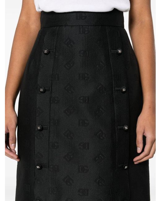 Dolce & Gabbana Black Jacquard-logo Skirt