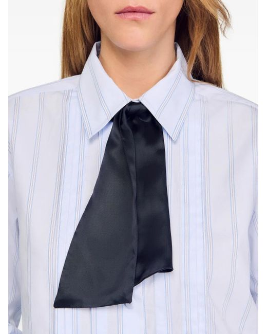 Camisa a rayas con botones Sandro de color White