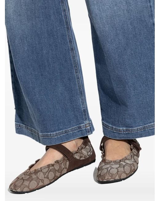 COACH White Patterned Strap Ballet Flats