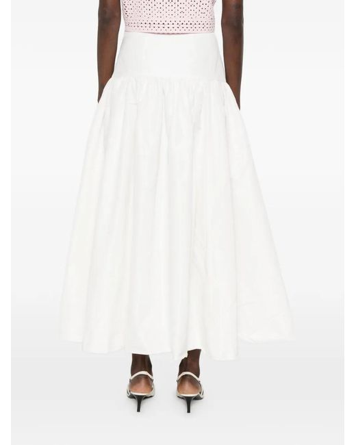 Maje White Long Taffeta Skirt