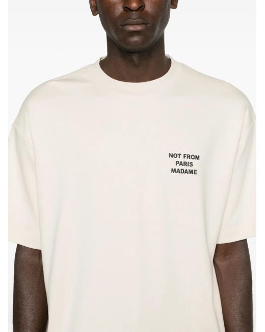 Drole de Monsieur White Slogan Crew-Neck T-Shirt for men