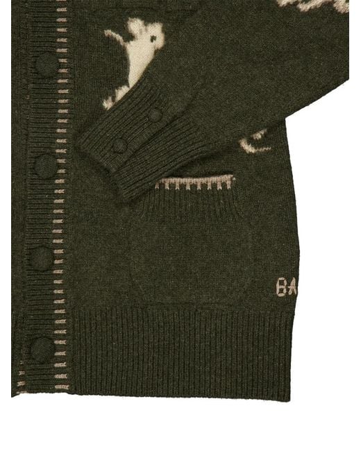 BAZISZT Black Mice-Intarsia Buttoned Cardigan for men