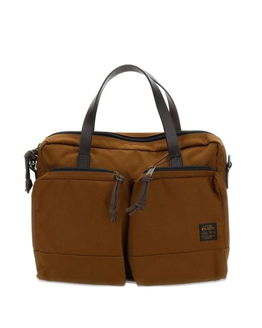 Filson Brown Flap Strap Cotton Twill Shoulder Bag for men